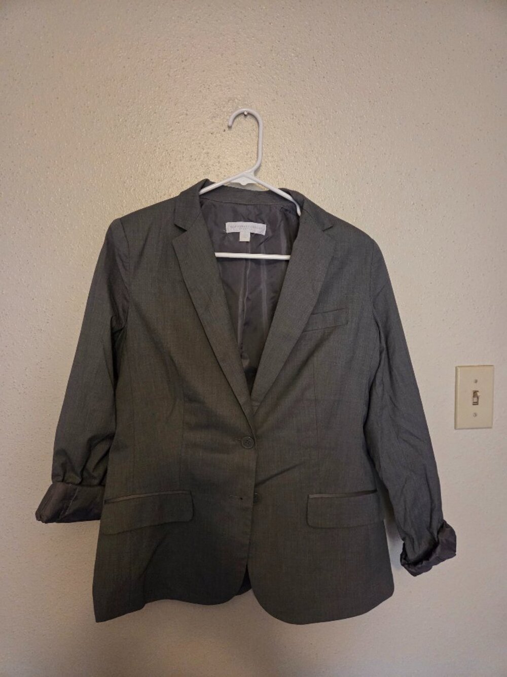 New York & Company Gray Stretch Blazer Size 10 Career Work Jacket